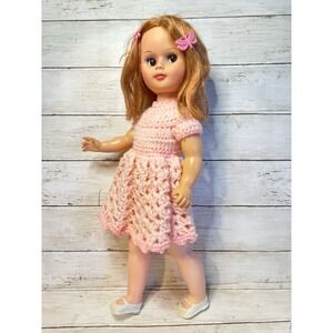 Vintage 1967 Uneeda Doll Co. 19" Doll No. 198 Side Eyes, Brown Hair